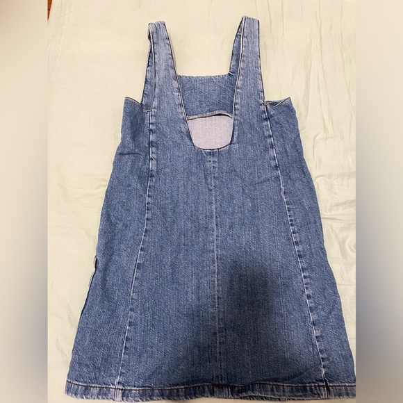 Topshop Moto denim pinafore dress petite size 2 - Picture 7 of 9